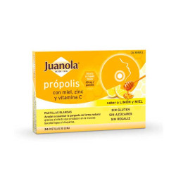 Imagen JUANOLA PROPOLIS MIEL ZINC VITAMINA C CON SABOR LIMON MIEL 24 PASTILLAS BLANDAS (SUAVIZANTE)