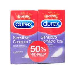 Imagen DUREX SENSITIVO CONTACTO TOTAL PRESERVATIVOS 12 U DUPLO